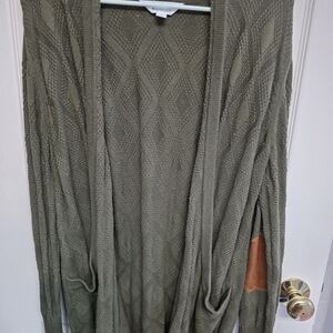 Market & Spruce Textured Olive Cardigan